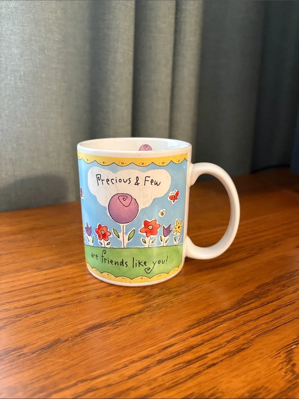 Floral Ceramic Coffee Mug - Blue & Green
